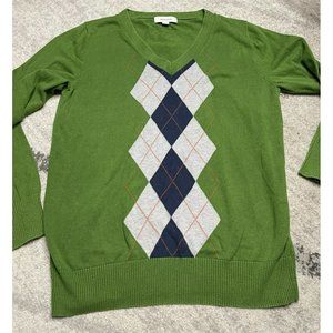 Womens Sweater Argyle Merona Sz M  Green blue cream colors